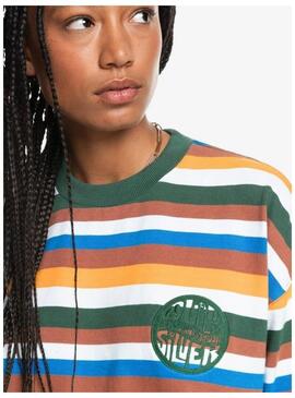 Camiseta Quicksilver Uni Stripe Mujer